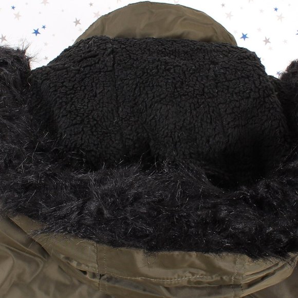 Olive Fur lined Hood Anorak Parka Padded Jacket - Picture 8 of 13